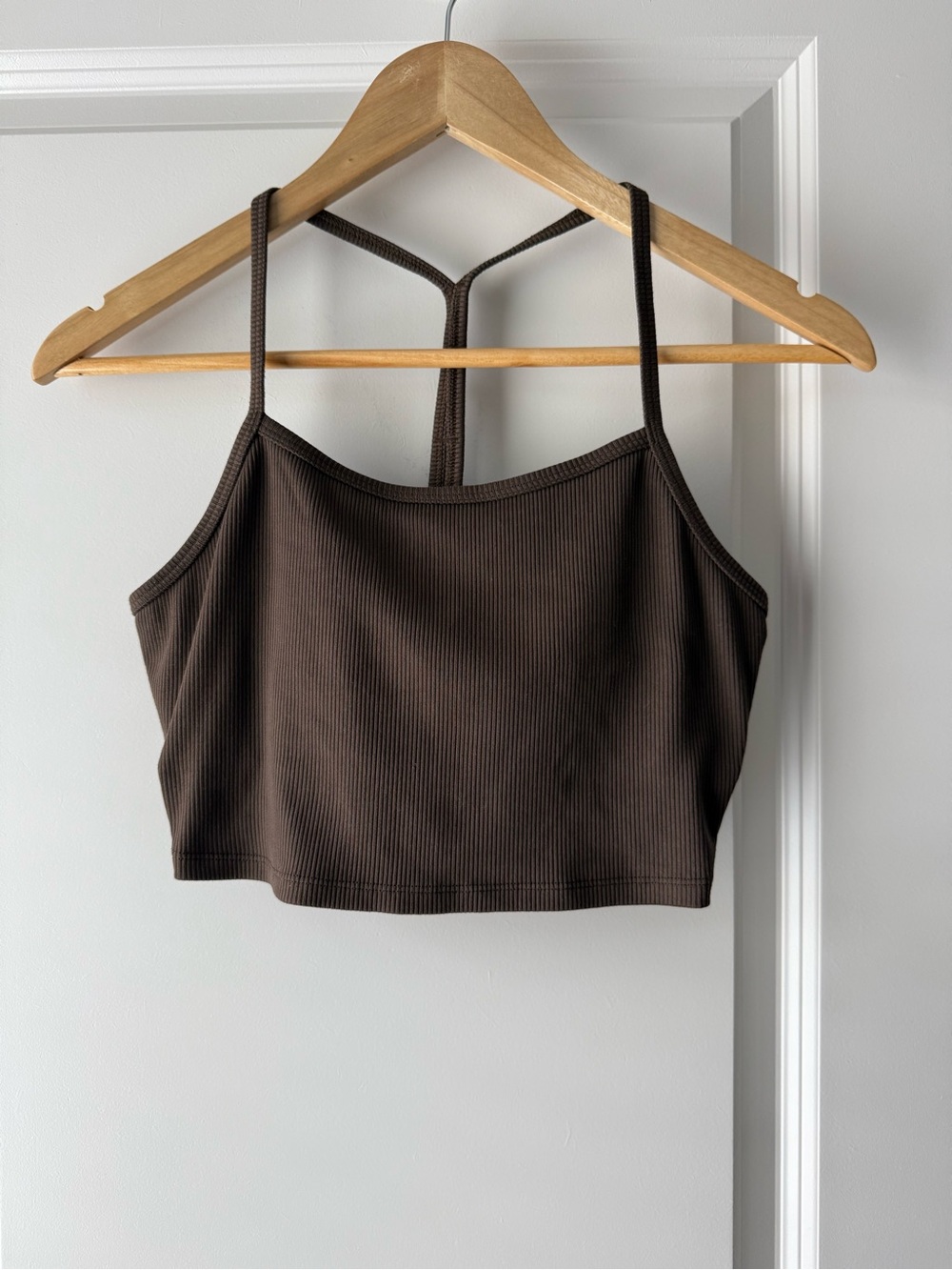 ALO Yoga Ribbed Crop Tank Camisole - Espresso (Small)